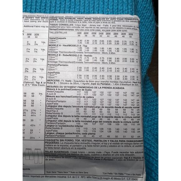 McCalls 4606 long jacket top skirt pants dress pattern sz 18w 20w 22w 24w - Picture 6 of 6